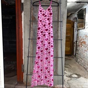 For Love and Lemons Rosita Velvet Pink Maxi Dress
